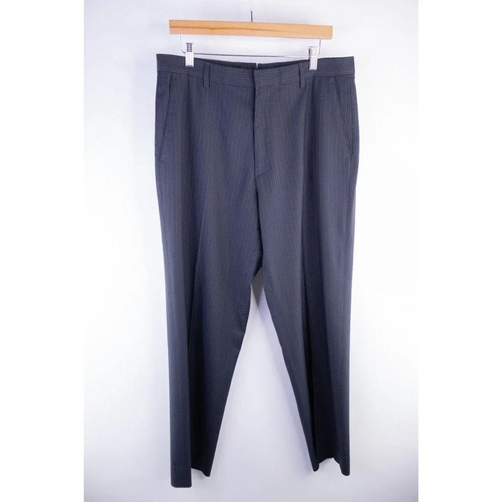 Banana Republic 2-Pcs Stripped Blue Classic Wool Suit Jacket Sz 42R Pants 36X30